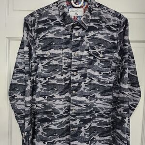 Robert Graham Black & Gray Camouflage Button-Up Shirt Jacket